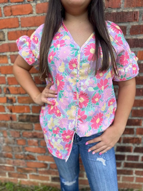 PINK/PURPLE FLORAL TOP