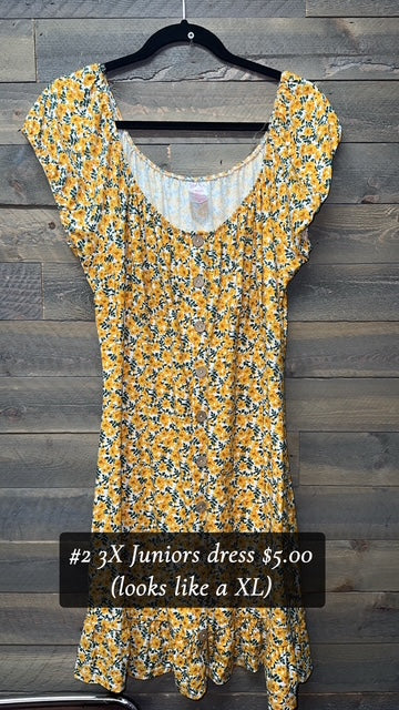 #2 3X JUNIORS YELLOW FLORAL DRESS