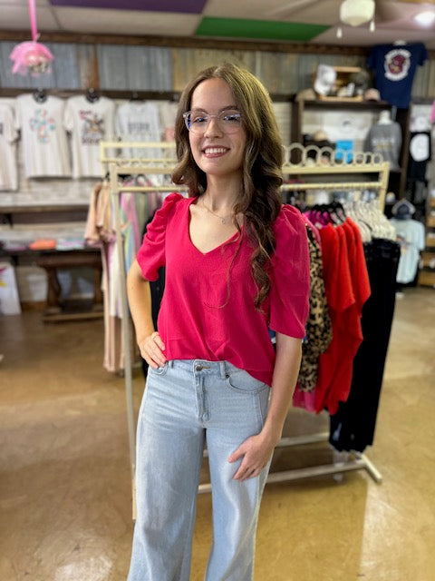 CC PINK PUFF SLEEVE TOP