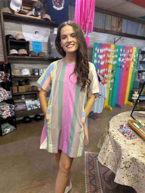 CC MULTI-COLOR STRIPPED DRESS