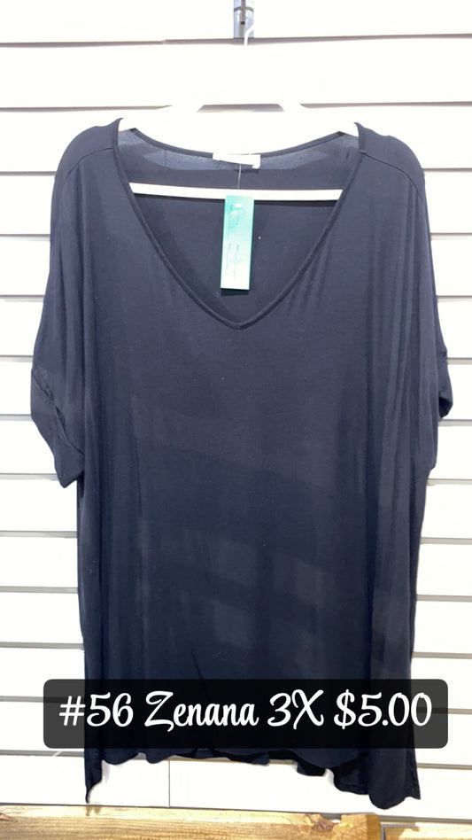 #56 Zeanna 3X Navy Top