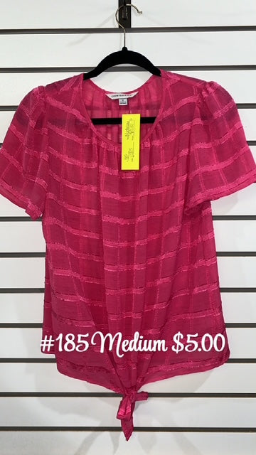 #185 Medium Pink Tied Top