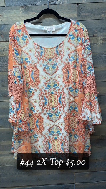 #44 2X RUFFLE ORANGE TOP