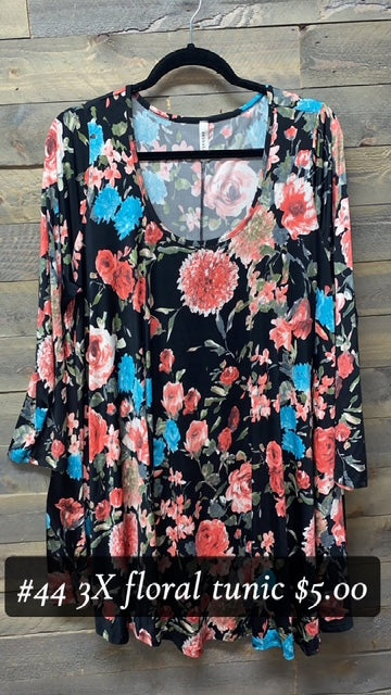 #44 3X FLORAL TUNIC