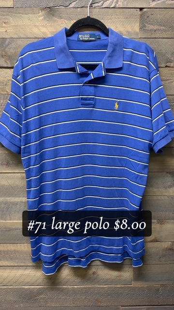 #71 LARGE BLUE STRIPPED POLO