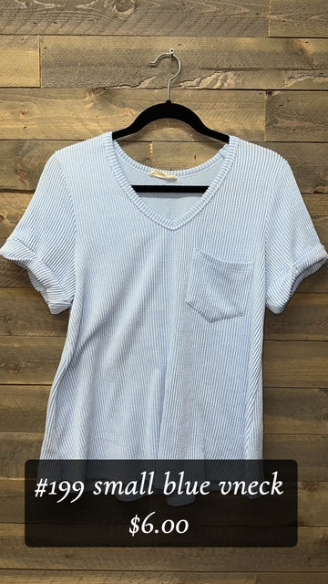 #199 Small Light Blue V-neck