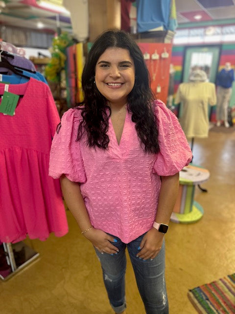 CC PINK PUFF SLEEVE BLOUSE