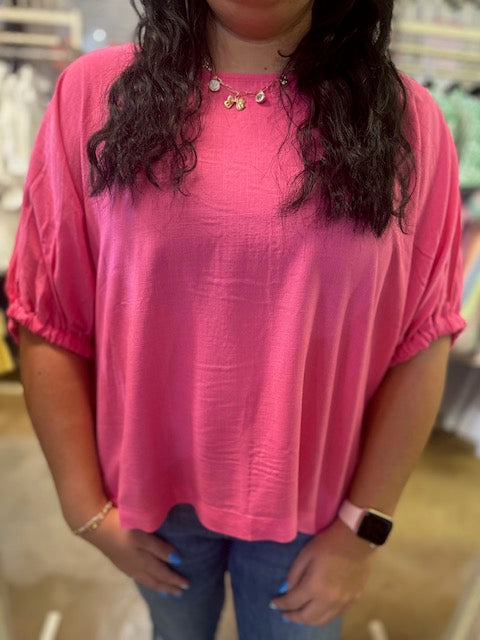 CC PINK LINEN ZENANA CROP