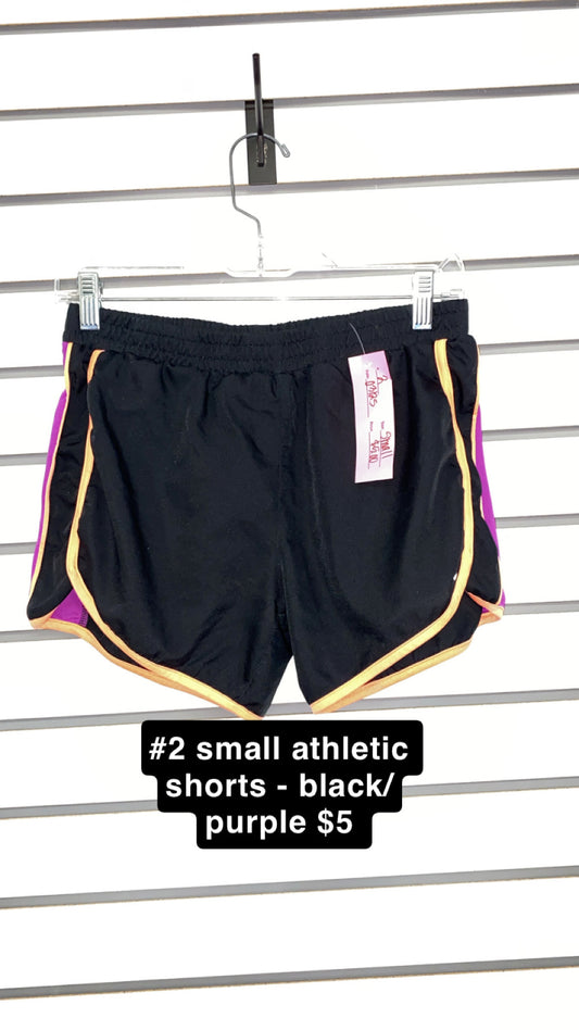 #2 Small Athletic Shorts Black/Purple/Orange
