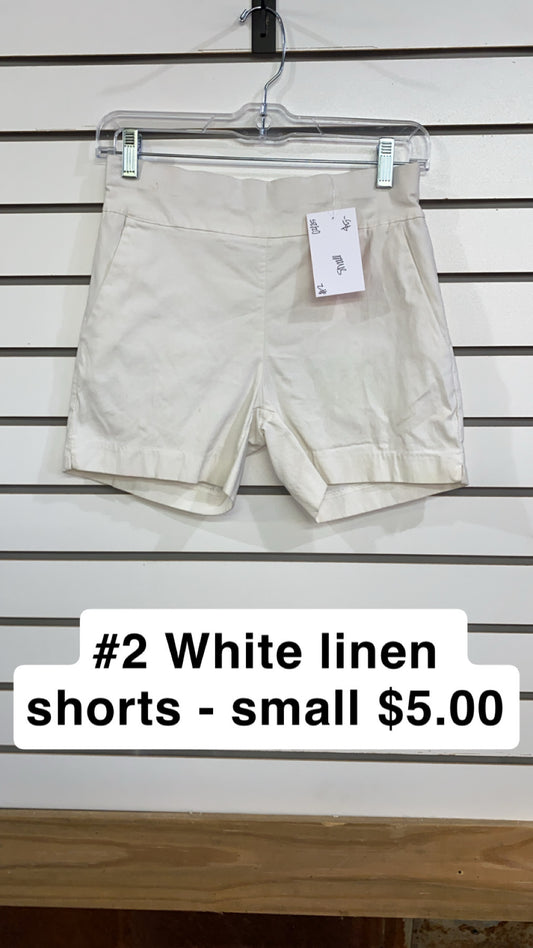 #2 White Linen Shorts with Elastic Band
