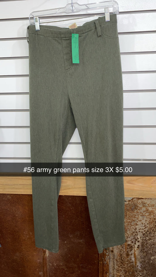 #56 Army Green Pants 3X