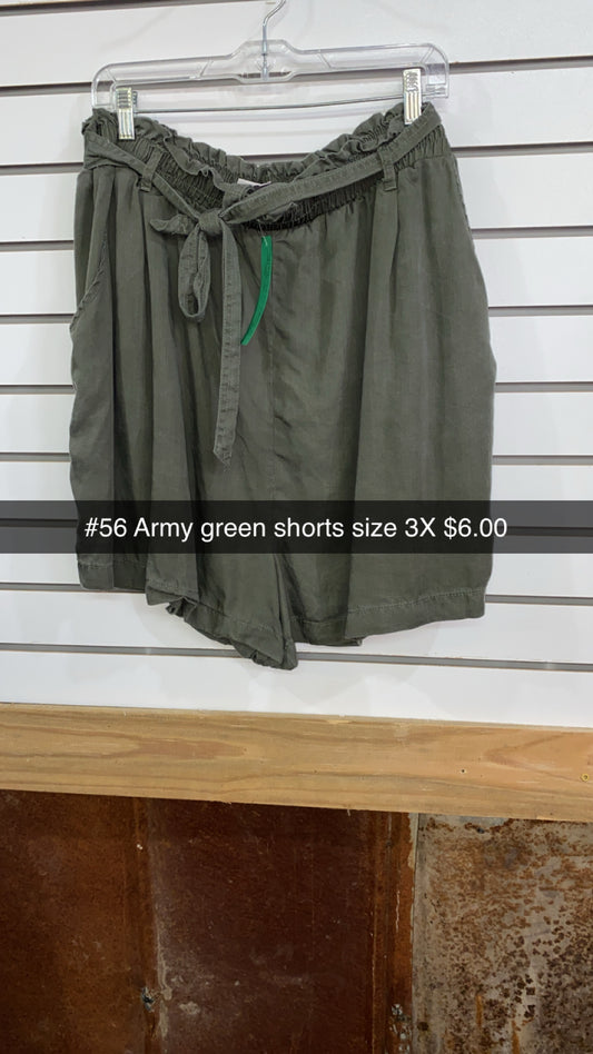 #56 Army Green 3X Linen Shorts