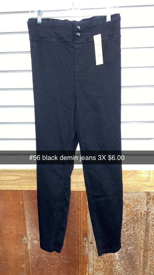 #56 Black Denim Jeans 3X
