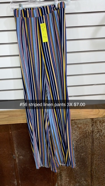 #56 Stripped Linen Pants 3X