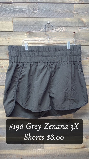 #198 3X GREY ZENANA SHORTS