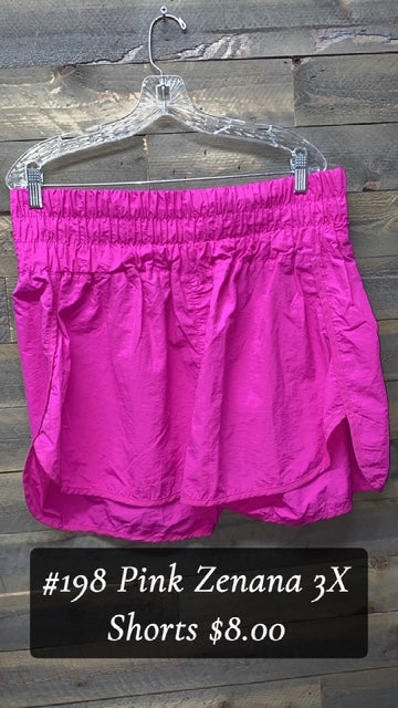 #198 3X PINK ZENANA SHORTS