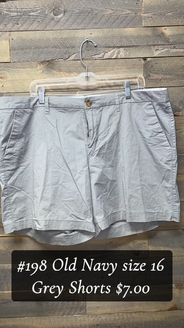 #198 OLD NAVY GREY SIZE 16 SHORTS