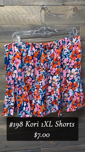 #198 KORI 1XL NAVY FLORAL SHORTS