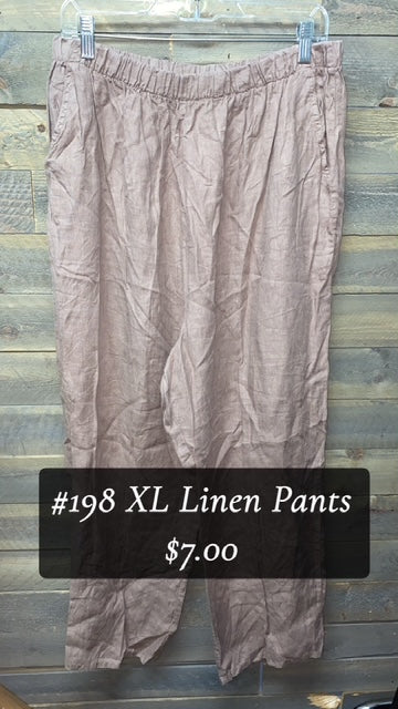 #198 XL BROWN LINEN PANTS