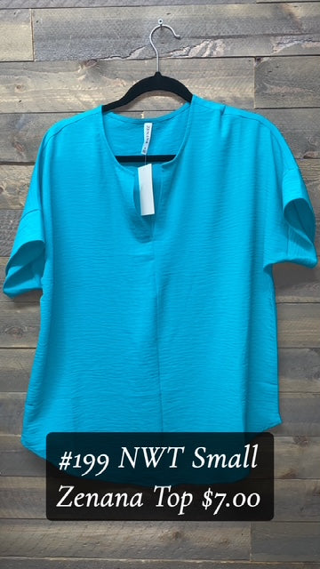 #199 NWT BLUE SMALL ZENANA TOP
