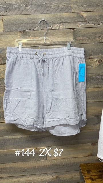 #144 2X LINEN SHORTS GREY