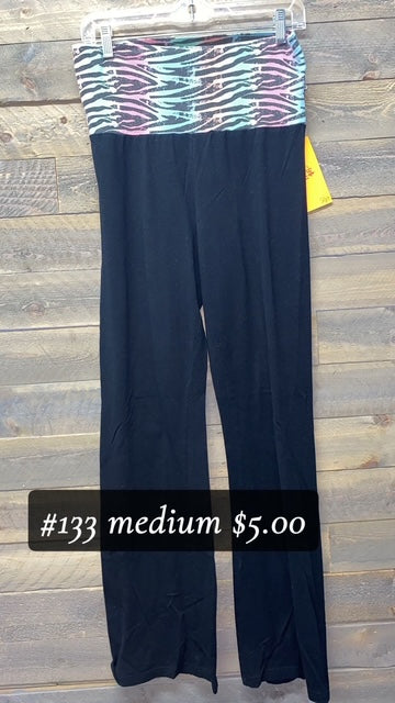 #133 MED COLORFUL ZEBRA YOGA PANTS
