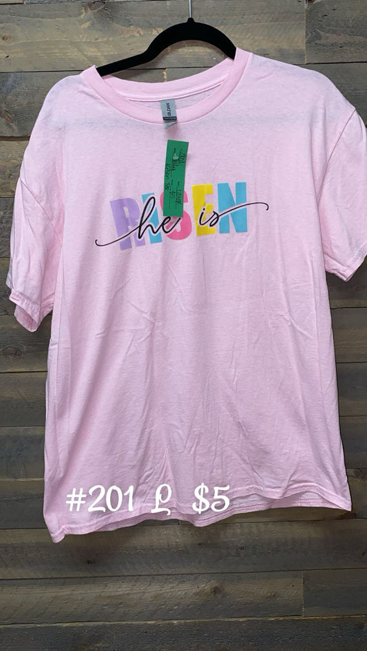 #201 LARGE HE IS RISEN TEE