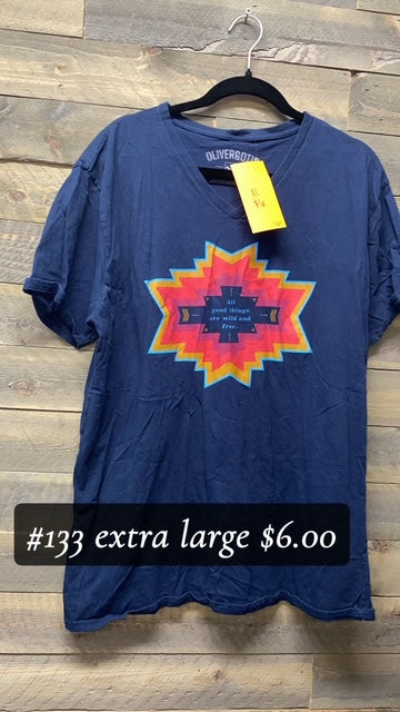 #133 XL AZTEC VNECK TOP