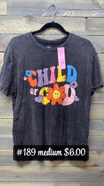 #189 MEDIUM ACID WASH CHILD OF GOD TEE