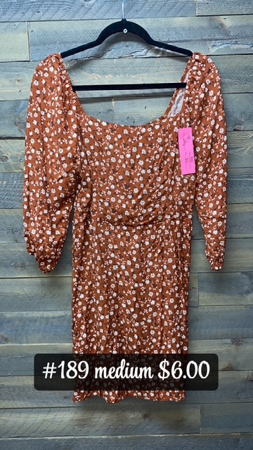 #189 MEDIUM FLORAL RUST DRESS