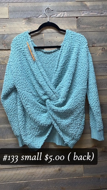 #133 SMALL BLUE POPCORN SWEATER