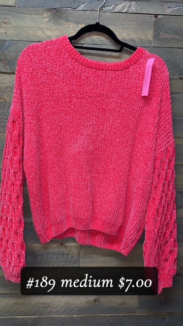 #189 MEDIUM  HOT PINK SWEATER