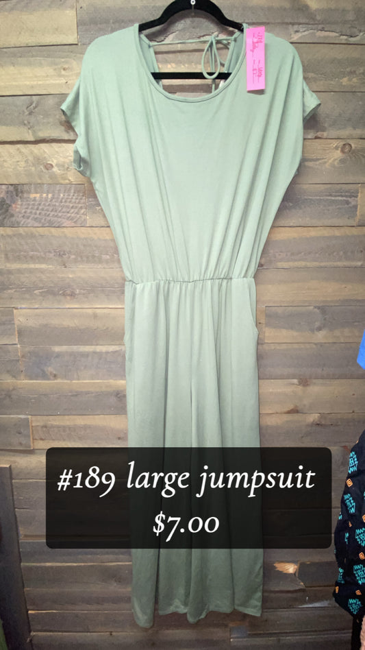 #189 LARGE SAGE GREEN JUMPSUIT
