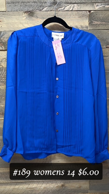 #189 WOMENS 14 BLUE DRESS TOP