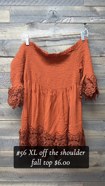 #56 XL RUST OFF THE SHOULDER TOP