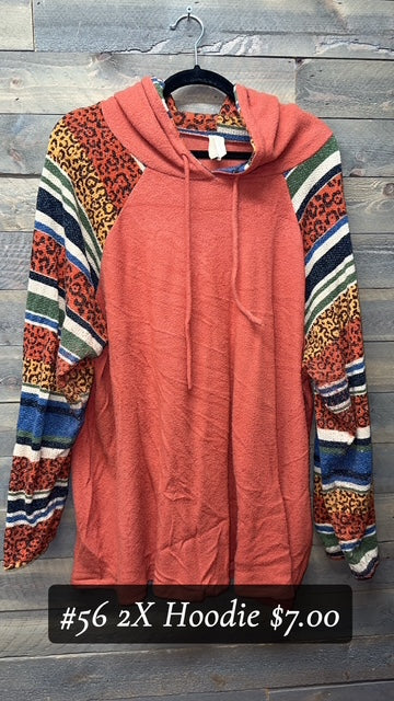 #56 2X STRIPPED SLEEVED HOODIE
