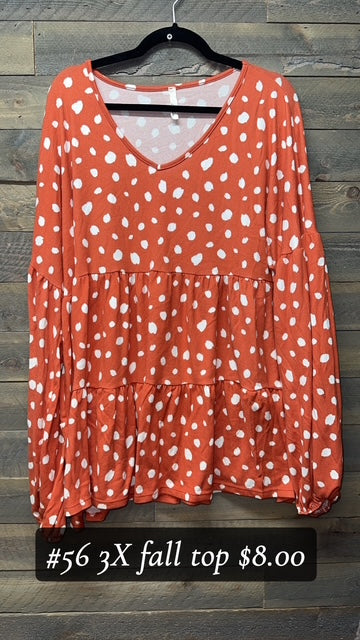 #56 3X ORANGE W/POLKA DOTS TOP