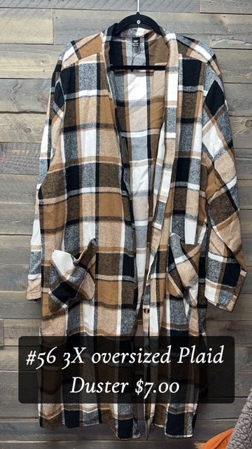 #56 3X/4X OVERSIZED PLAID DUSTER