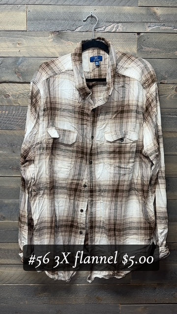#56 3X BROWN/CREAM FLANNEL