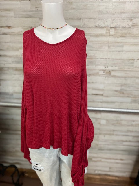 Red Bubble Sleeve Top