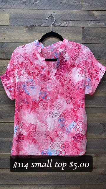 #114 SMALL PINK FLORAL TOP