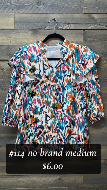 #114 MEDIUM NO BRAND COLORFUL TOP