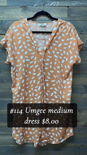 #114 UMGEE ORANGE SPOTTED DRESS MEDIUM