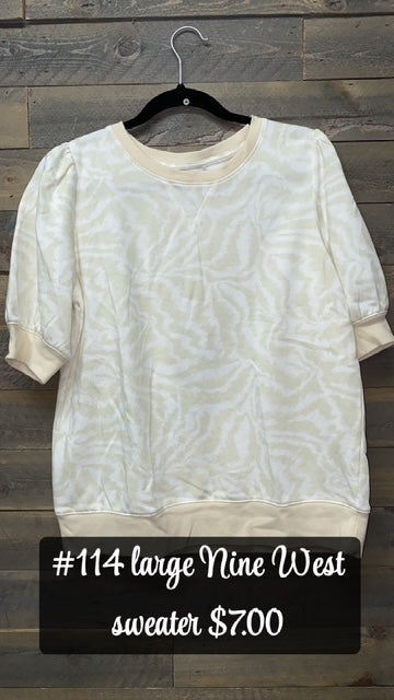 #114 LARGE NINE WEST ZEBRA SWEATER
