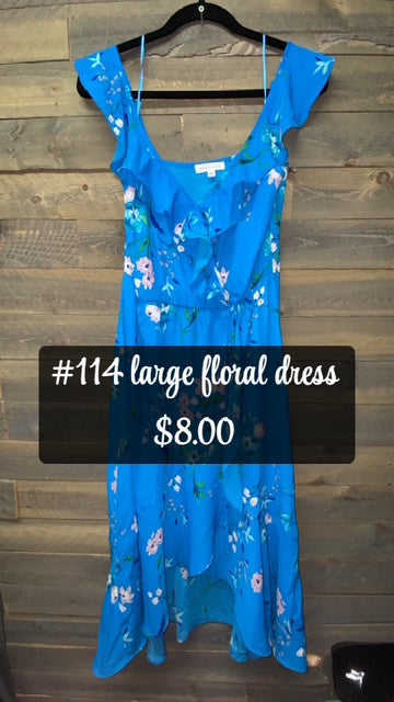 #114 LARGE FLORAL BLUE DRESS