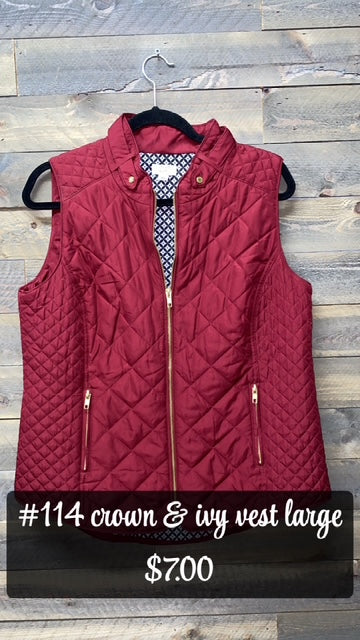 #114 LARGE CROWN&IVY MAROON VEST