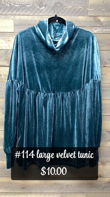 #114 LARGE TEAL VELVET TUNIC