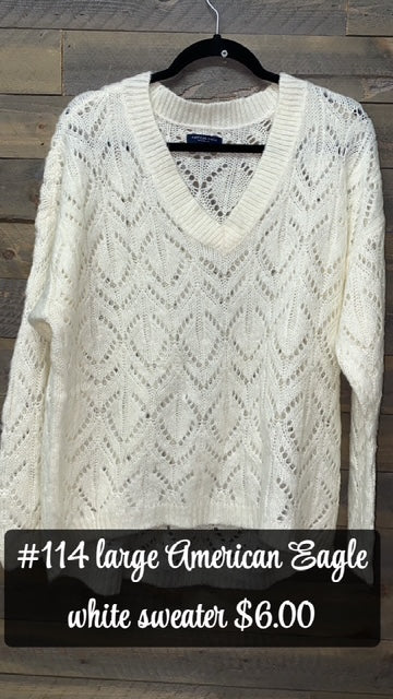 #114 LARGE AE WHITE SWEATER