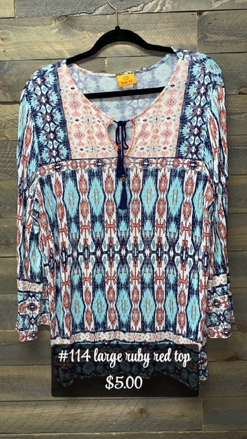 #114 LARGE RUBY RED TOP