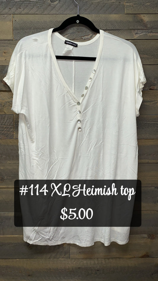 #114 XL HEMISH WHITE TOP